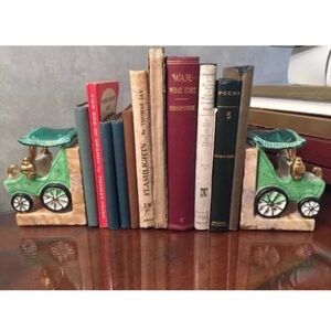 Vintage Criterion Product Japan Ceramic Buggy Carriage Bookends